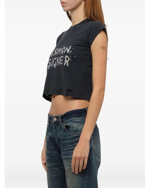 Balenciaga Black Shrunk Logo-Print T-Shirt