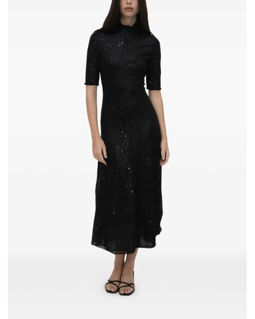 Abito Midi Con Paillettes di Rosetta Getty in Black