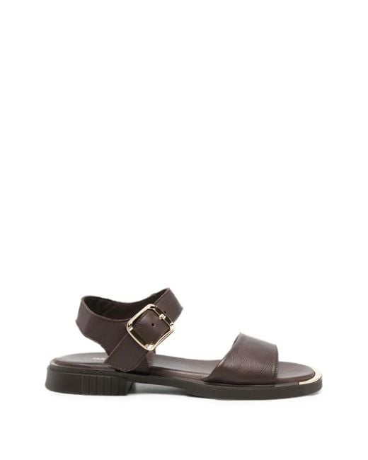 SERGIO MORETTI FIRENZE White Buckle-Fastening Leather Sandals