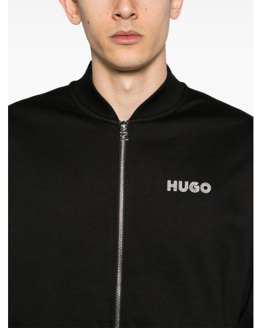 HUGO Black Drochomber Cotton Track Jacket for men
