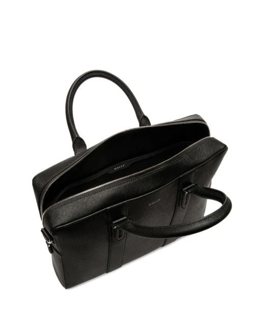 Bally Black Embossed Leather Briefcase for men