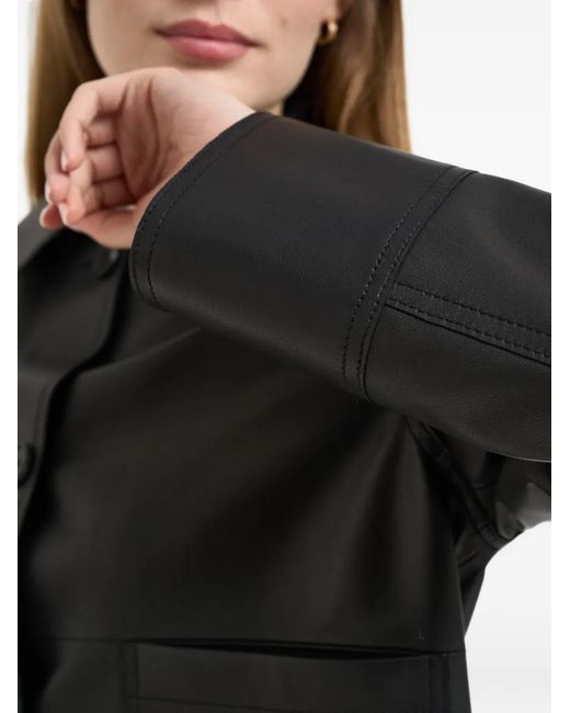 S.w.o.r.d 6.6.44 Black Button Leather Coat