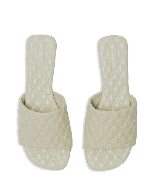 Burberry White Quilted Leather Flat Sandals