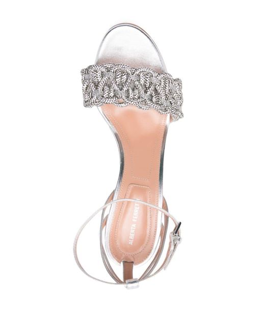Sandales à ornements en cristal 95 mm Alberta Ferretti en coloris White