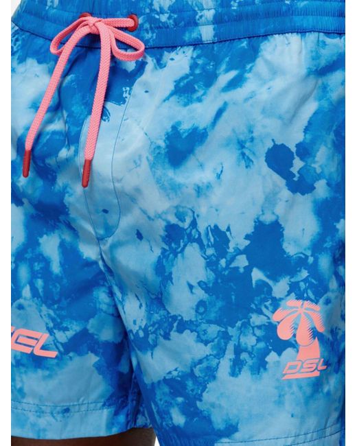 DIESEL Blue Bmbx-ken-37-zip Printed Swim Shorts for men