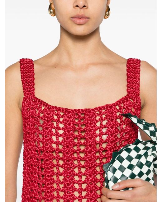 J.W. Anderson Red Chunky-knit Peplum Minidress