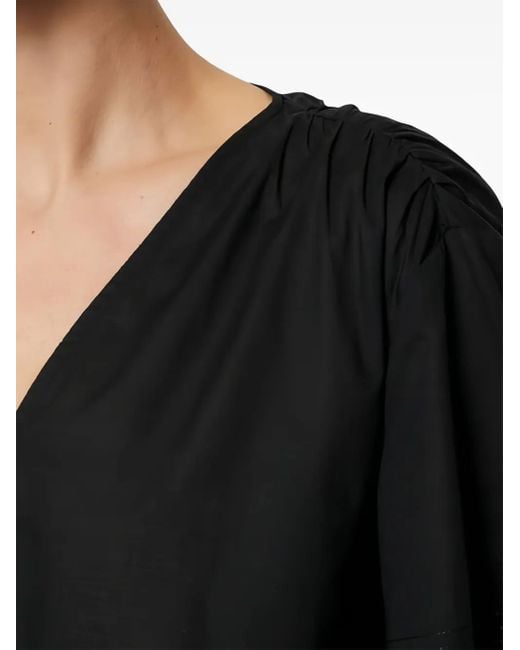Marc O' Polo Black Gathered-Detail V-Neck Top