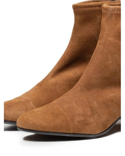 Poche Paris Brown Suede Rear-Zip Ankle Boots