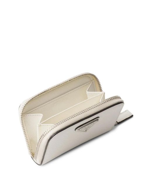 Prada White Triangle-Logo Leather Wallet for men