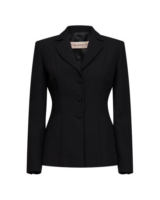 Blanca Vita Black Single-Breasted Fitted Jacket