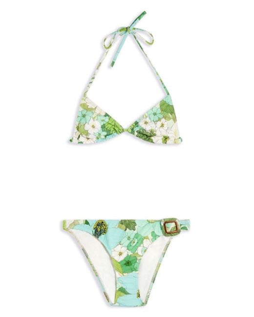 Tom Ford Green Floral Print Bikini Set