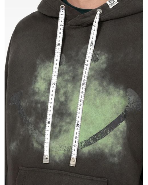 Maison Mihara Yasuhiro Black Smiely Face-Print Distressed Hoodie for men