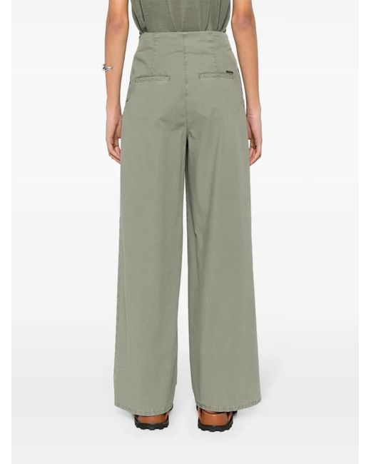 Peserico Green Pleat-Detailing Palazzo Pants