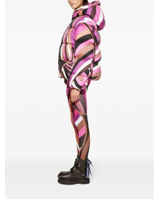 Emilio Pucci Pink Iride-Print Puffer Jacket