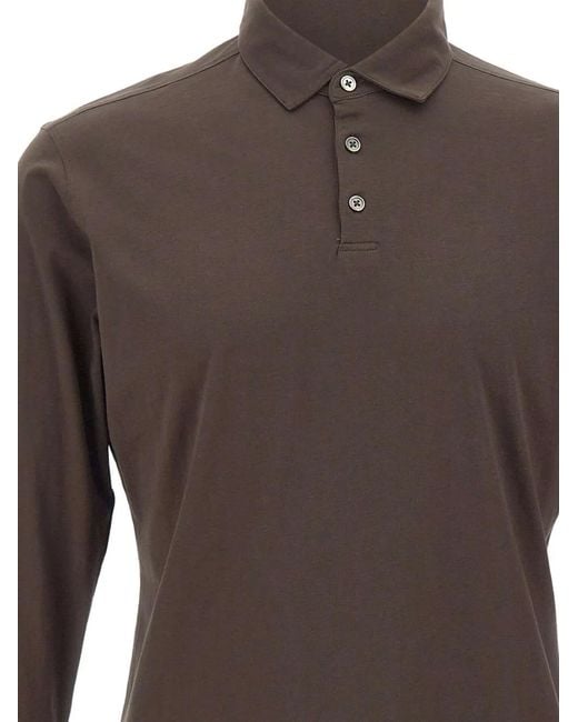 Diktat Brown Long-Sleeve Polo Shirt for men