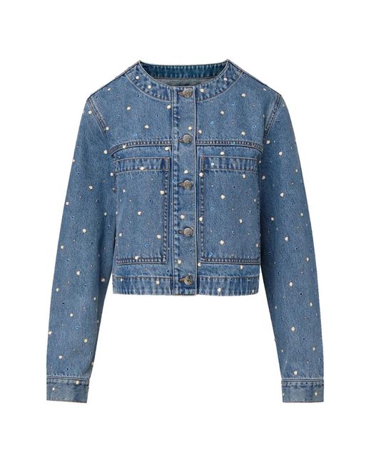 Veronica Beard Blue Lowry Bezel-Stud Denim Jacket