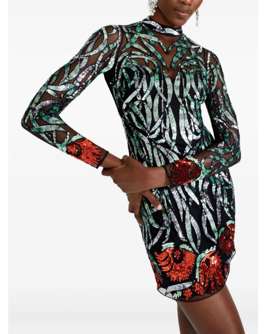 Temperley London Gray Sequin-Embellished Mini Dress
