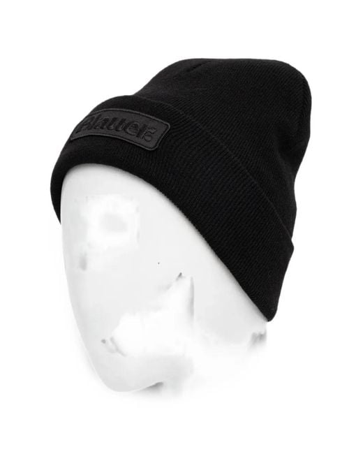 Blauer Black Logo Patch Beanie for men