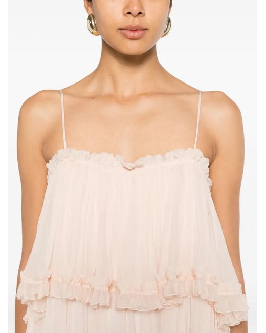 Chloé Pink Ruffled Midi Dress