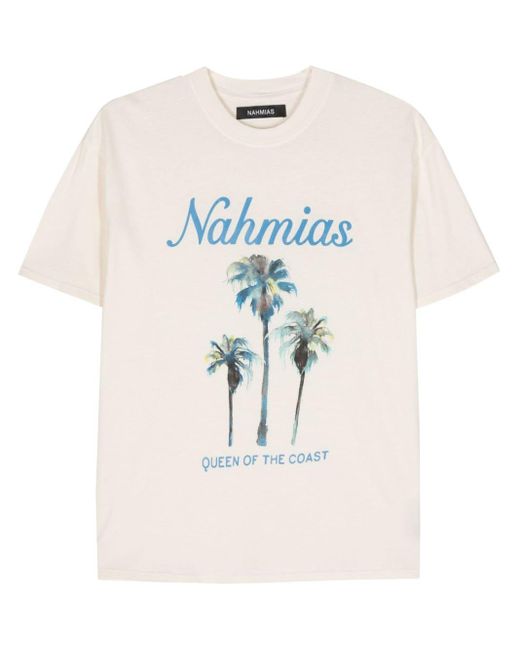 NAHMIAS T-Shirt mit Logo-Print in Natural für Herren