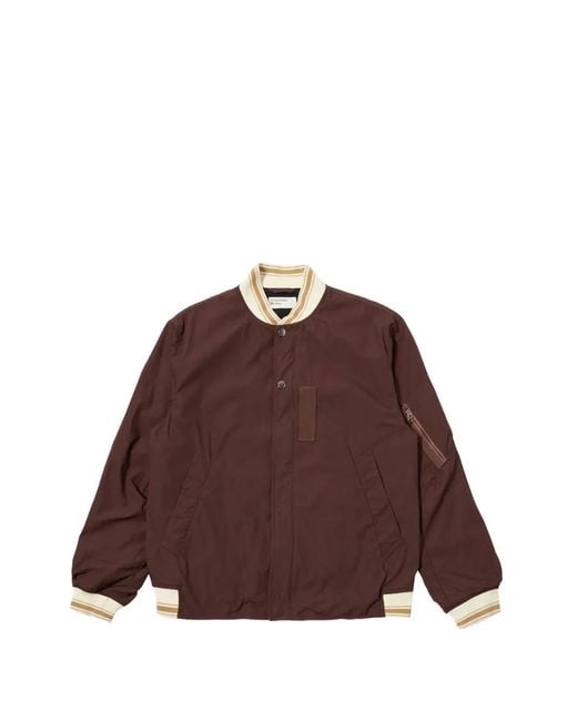 Universal Works Brown Ns Striped-Trim Bomber Jacket for men