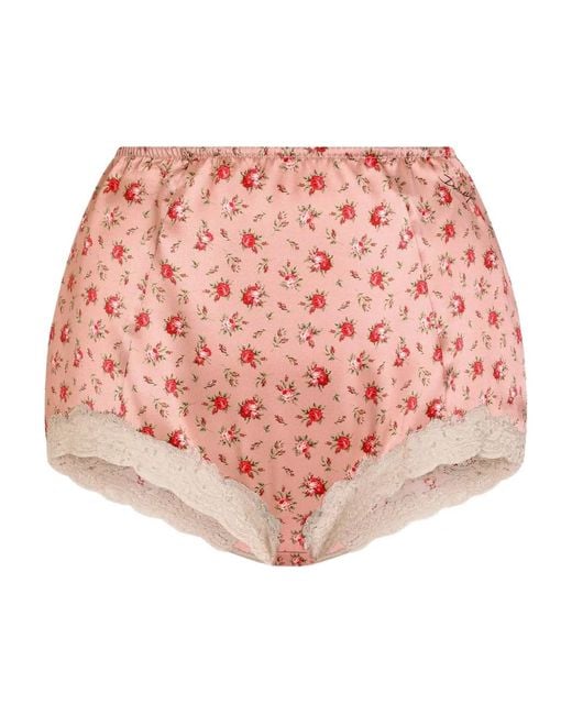 Dolce & Gabbana Pink Floral Lace Briefs