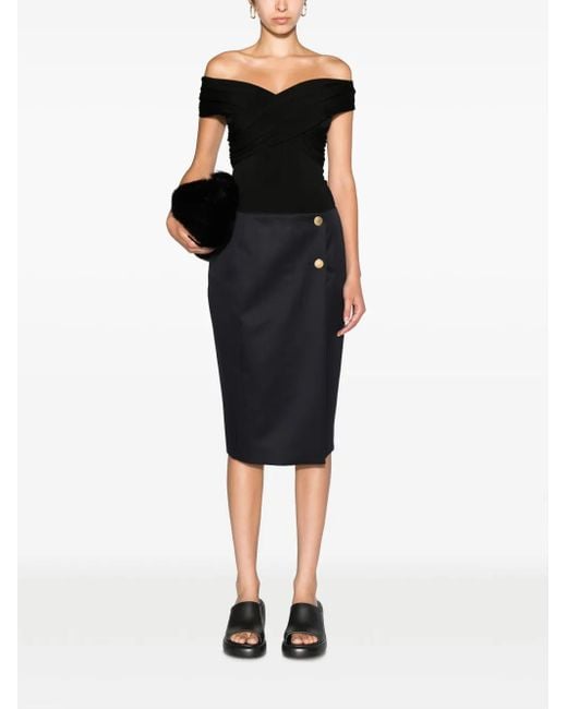 Givenchy Blue Wool-Blend Straight Skirt