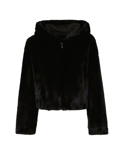 Pinko Black Faux-Fur Hooded Jacket