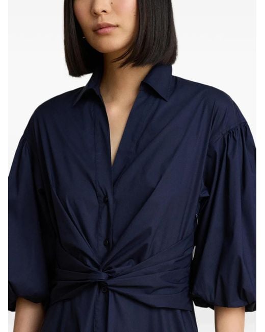 Ralph Lauren Blue Twist-Front Midi Dress