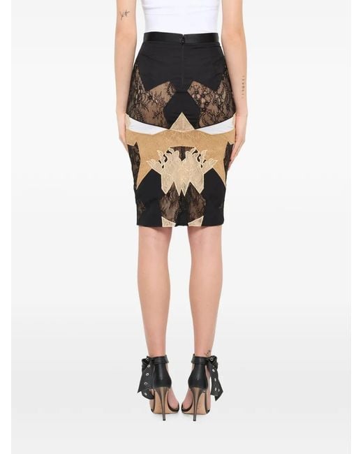 Givenchy Black Lace-Panelled Midi Skirt