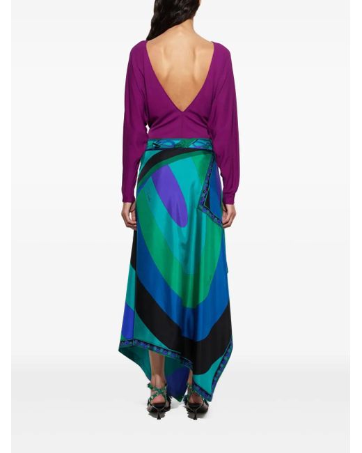 Emilio Pucci Asymmetrische Rok Met Iride-Print in het Blue