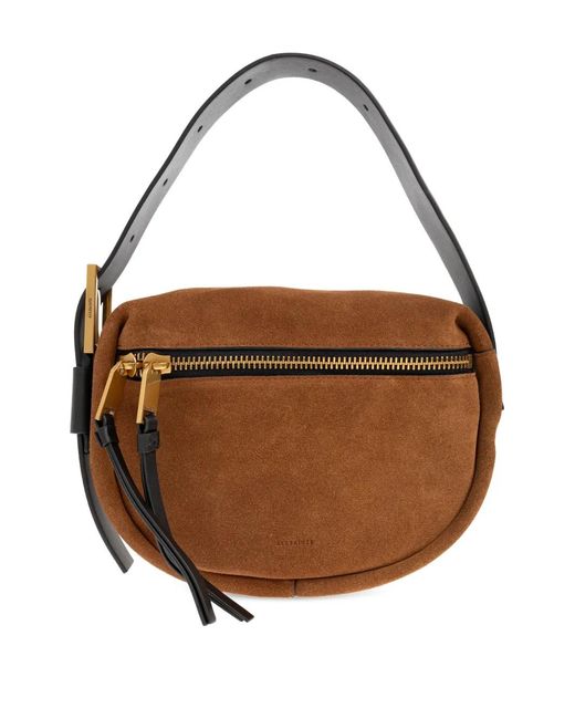 AllSaints Brown Noemie Zip Tassel Tote Bag