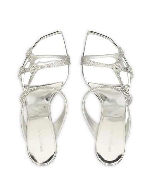 Sergio Rossi White Crystal-Embellished Sandals