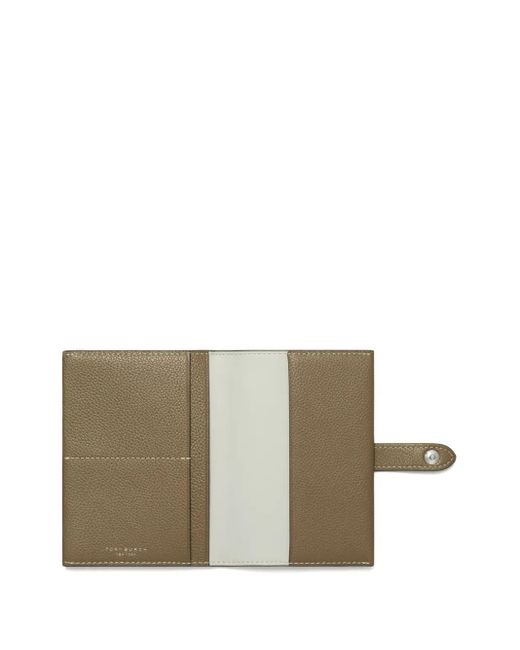 Tory Burch Green Button Leather Passport Case