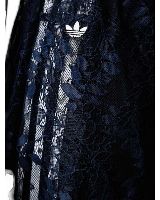 Adidas Blue Lace-Overlay Side-Stripe Track Pants