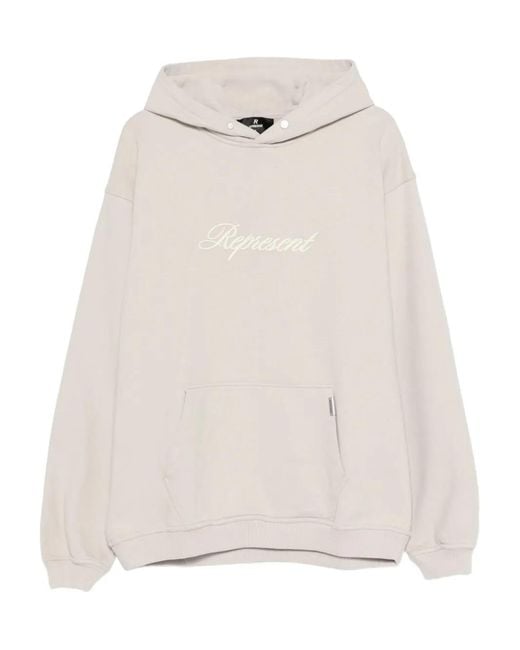 Represent Gray Script Logo Hoodie for men