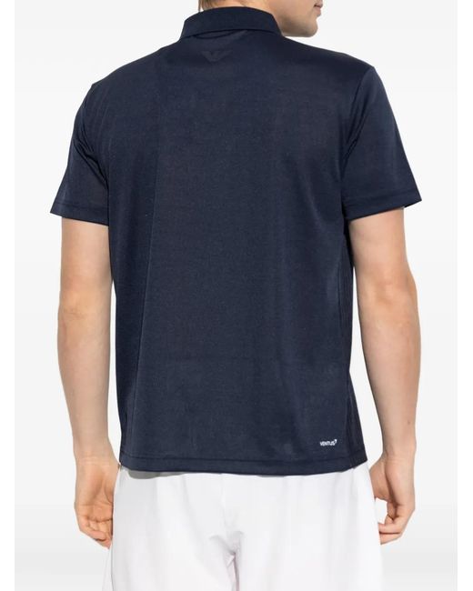 EA7 Blue Logo-Patch Polo Shirt for men