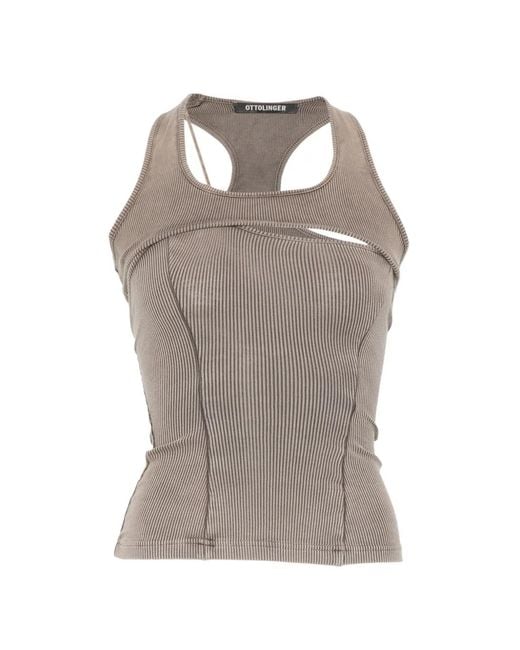 OTTOLINGER Gray Cut-Out Ribbed Top