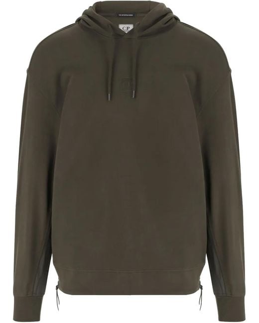 C P Company Green Logo-Embroidered Hoodie for men