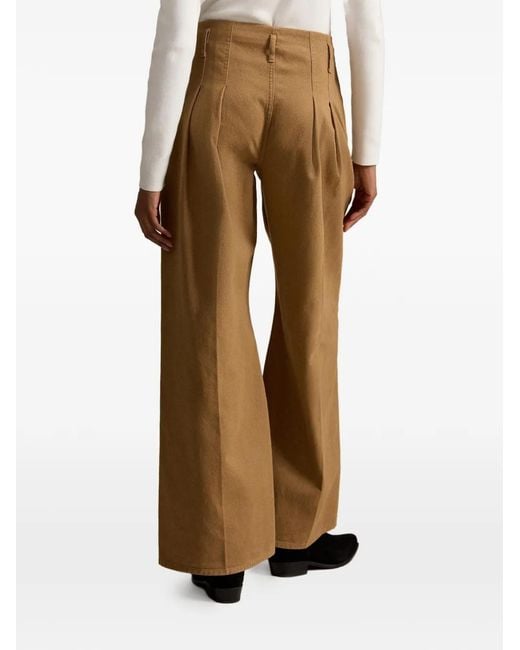 Polo Ralph Lauren Natural Pleated Wide-Leg Trousers
