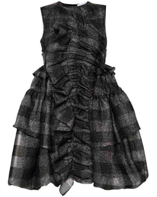 CECILIE BAHNSEN Giselle Mini-jurk Met Ruches in het Black