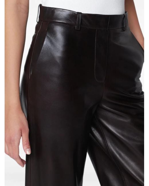 Nour Hammour Black Coda Wide-Leg Leather Trousers