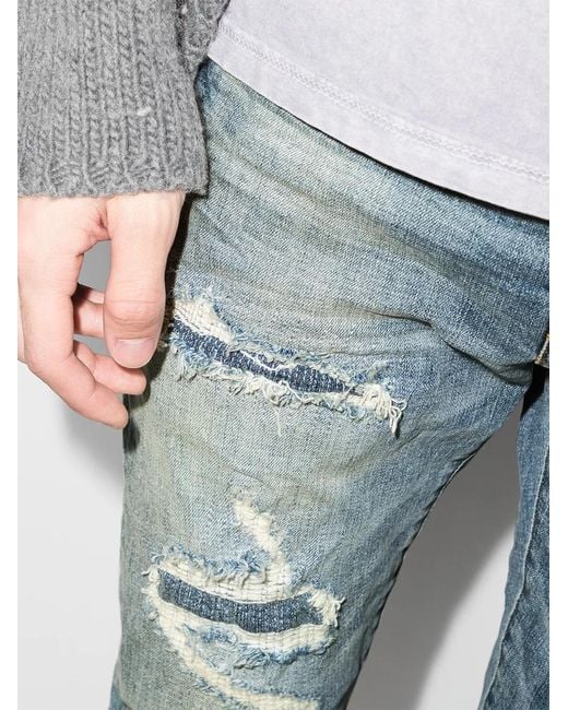 Jean P001 Vintage Skinny À Effet Usé Purple Brand pour homme en coloris Blue