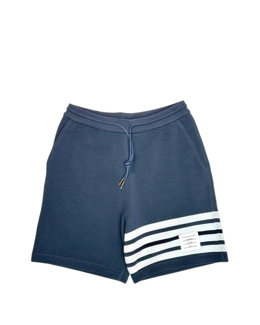 Thom Browne Blue Drawstring-Fastening Shorts for men