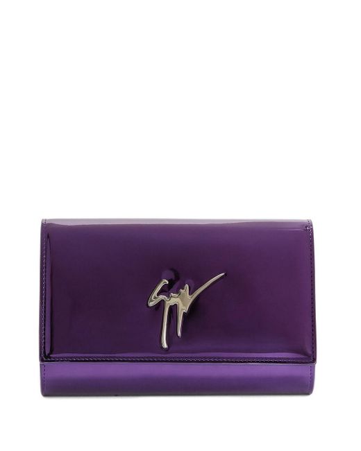 Giuseppe Zanotti Purple Cleopatra Metallic Clutch Bag