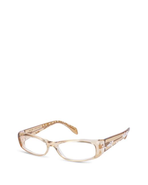 McQueen Natural Bird-Motif Rectangle-Frame Glasses
