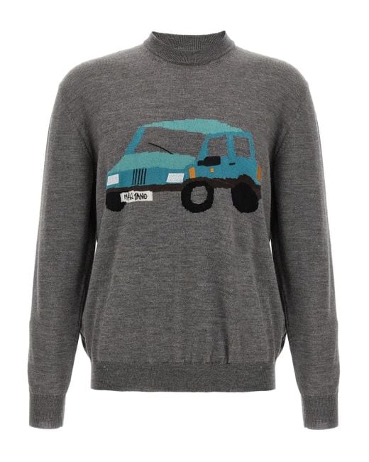 Magliano Gray Pandino Jacquard Crew Neck Sweater for men