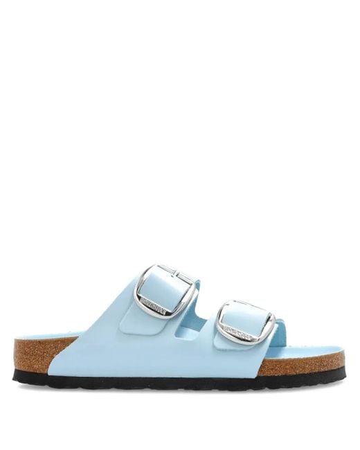 Birkenstock Blue Arizona Big Buckle Patent Leather Sandals