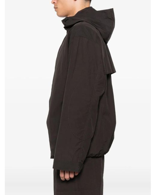 Studio Nicholson Black Hooded Windbreaker Jacket for men