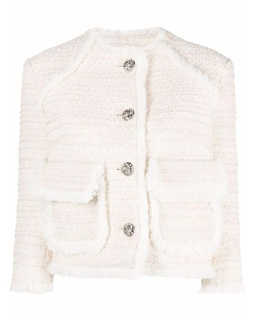 Philipp Plein Multicolor Embroidered Bouclé Cropped Blazer